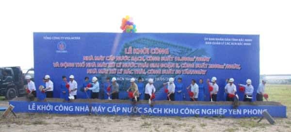 Viglacera khởi công xây dựng Nhà máy cấp nước sạch và động thổ Nhà máy xử lý nước thải giai đoạn 2, Nhà máy xử lý rác thải tại Khu CN Yên Phong